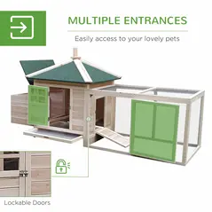 PawHut Chicken Coop Small Animal Pet Cage w/ Nesting Box Outdoor Run Backyard Wooden - 5