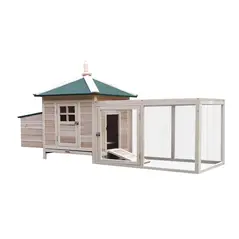 PawHut Chicken Coop Small Animal Pet Cage w/ Nesting Box Outdoor Run Backyard Wooden - 1