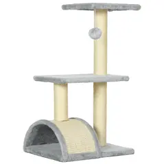 PawHut 72cm Cat Tree with Scratching Post, Pad for Indoor Cats - Light Grey - 1
