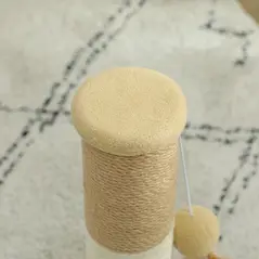 PawHut Cat Scratching Post for Indoor Cats, 47cm Tall Cat Scratcher with Jute Sisal Rope, Hanging Toy Ball, Feather, Brown - 9