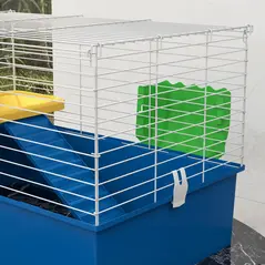 PawHut Chinchillas Small Rabbit Guinea Pig Small Animal Cage, Pet Playhouse, with Platform, Ramp, 71 x 46 x 47cm, Blue - 8