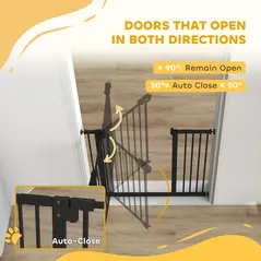 PawHut Adjustable Safety Gate w/ One Extensions, Four Adjustable Screws, Black - 5