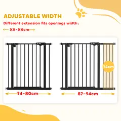 PawHut Adjustable Safety Gate w/ One Extensions, Four Adjustable Screws, Black - 4