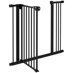 PawHut Adjustable Safety Gate w/ One Extensions, Four Adjustable Screws, Black - 8