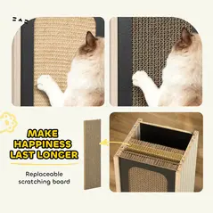 PawHut 63cm Cat Scratching Post, Cat Scratcher with Replaceable Scratching Board, Top Perch, Sisal Scratch Mat, Oak - 5