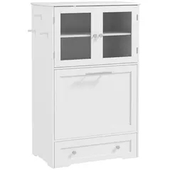 PawHut Dog Feeding Station with 2 Storage Cabinets, 2 Elevated Bowls, Side Hooks, Anti-tip Kit for Water and Feeding Supplies - 1