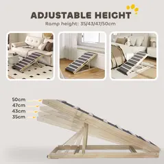 PawHut Dog Ramp for Couch, Adjustable Folding Pet Ramp, 4 Adjustable Height Dog Climbing Ladder, 35/43/47/50 cm Height - 6