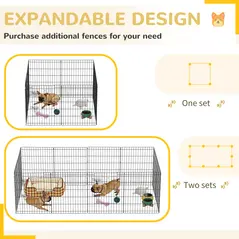 PawHut 8 Panel DIY Dog Pen with Door, for Dogs, Small Animals, Indoor/Outdoor Use, 76cm High - 8