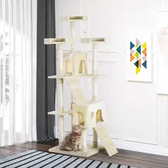 PawHut Cat Tree for Indoor Cats Play Tower Activity Center Kitten Scratch Post Climbing Tower 181 cm - 2