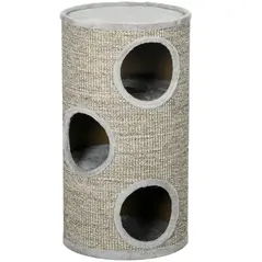 PawHut Cat Climbing Frame, Covered with Sisal, Cosy Platform - Light Grey - 1