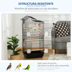PawHut Bird Cage for Budgies, Finches, Canaries w/ Accessories, Toys, Tray - 6