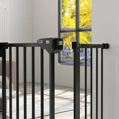 PawHut Adjustable Safety Gate w/ One Extensions, Four Adjustable Screws, Black - 9