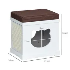 PawHut Cat House Bed Cat Scratching Cube for Small Cat Pet Furniture with Removable Scratching Pad and Soft Cushion White - 3