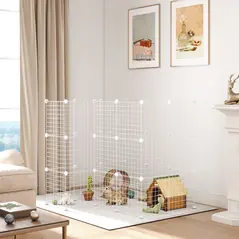 PawHut DIY 36 Panel Pet Playpen Metal Wire Fence for Chinchilla, Hedgehog, Bunny, Indoor, Outdoor Use, White - 8