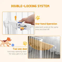 PawHut 6 Panels Foldable Dog Playpen, Puppy Pen Crate with Door - White - 6
