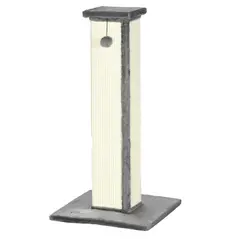 PawHut 81cm Cat Scratcher, Vertical Full Scratcher w/ Natural Sisal Rope, Hanging Ball, Soft Plush - Grey - 1