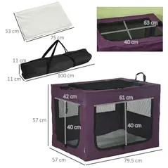 PawHut 80cm Pet Carrier, with Cushion, for Small and Medium Dogs - Purple - 3