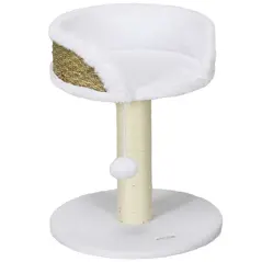 PawHut Cat Tree Tower with Scratching Posts, White - 1