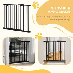 PawHut Adjustable Safety Gate w/ One Extensions, Four Adjustable Screws, Black - 7