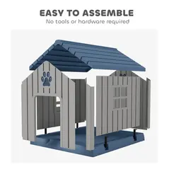 PawHut Dog Kennel Outdoor for Medium Dogs, Waterproof Plastic Dog House for Garden, Patio, 85 x 79 x 82 cm, Grey - 7