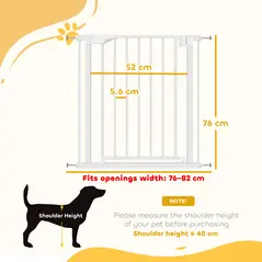 PawHut Baby Gate, Pet Safety Gate Pressure Fit, 76-82cm Wide with Two-Way Open, One-Hand Opening - 3