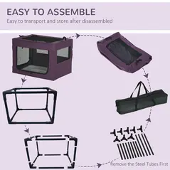 PawHut 80cm Pet Carrier, with Cushion, for Small and Medium Dogs - Purple - 7