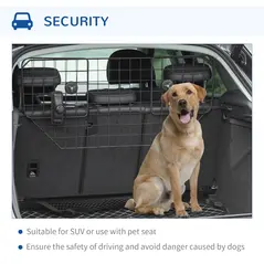 PawHut Dog Guard for Cars Adjustable Boot Barrier Metal Mesh Pet Headrest, 90-120W x 40.5H cm - 5