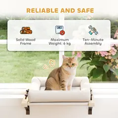 PawHut Cat Radiator Bed, Adjustable Hanging Cat Hammock with Removable and Washable Cushion for Indoor Cats, Cream White - 8