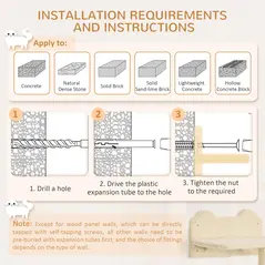 PawHut 5PCs Cat Wall Furniture with Perch, Cat House, Scratching Post - 7