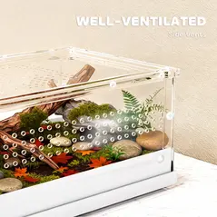 PawHut Acrylic Reptile Terrarium with Top Sliding Door, Vents,  for Snake, Frog, Spider, Gecko, Tarantula, 40 x 30 x 15 cm - 7
