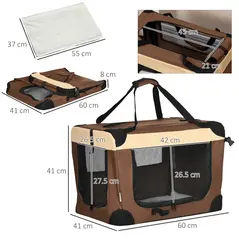 PawHut 60cm Foldable Pet Carrier, with Cushion, for Mini Dogs and Cats - Brown - 3