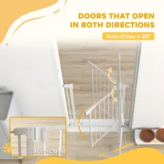 PawHut Baby Gate, Pet Safety Gate Pressure Fit, 76-82cm Wide with Two-Way Open, One-Hand Opening - 5