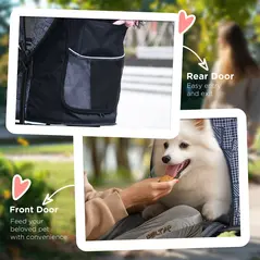 PawHut Foldable Pet Stroller for Dogs, Puppy Stroller, with Large Carriage, Brakes, Canopy - Grey - 7