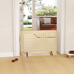 PawHut Freestanding Pet Gate, Portable Dog Barrier Gate with Feet for Small Breeds, 75 x 51 cm, Natural Wood - 7