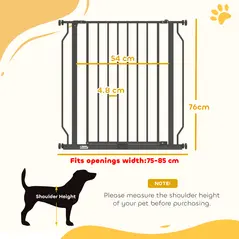 PawHut Extra Wide Dog Gate, with Door Pressure, for Doorways, Hallways, Staircases - Black - 3