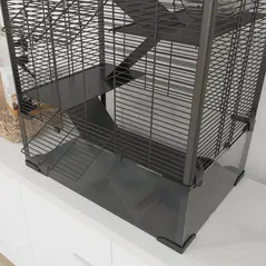 PawHut Four-Tier Hamster Cage with Deep Tempered Glass Bottom, Hut, Running Wheel, Food Dish, Water Bottle, 60 x 40 x 80cm - 9