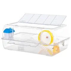 PawHut Hamster Cage, 2 Tier Gerbil Cage with Running Wheel, Water Bottle, Dish - 8