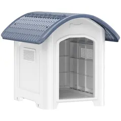 PawHut Outdoor Dog Kennel, Plastic Dog House with Removable Floor, Waterproof Roof, Raised Floor, 71 x 60 x 63 cm - 1