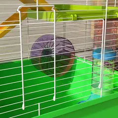 PawHut Hamster Cage w/ Water Bottle, Exercise Wheel, Tubes, Ramps - Green - 8