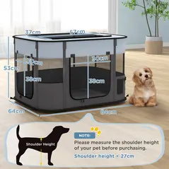 PawHut Foldable Dog Pen with Storage Bag for Indoor/Outdoor Use, Portable Pet playpen, with Ground Stakes - Grey - 3