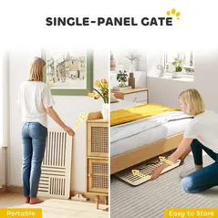 PawHut Freestanding Pet Gate, Portable Dog Barrier Gate with Feet for Small Breeds, 75 x 51 cm, Natural Wood - 5