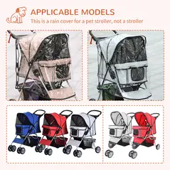 PawHut Dog Stroller with Rain Cover for Small Miniature Dogs, Folding Pet Pram with Cup Holder, Storage Basket, Reflective Strips, Brown - 8