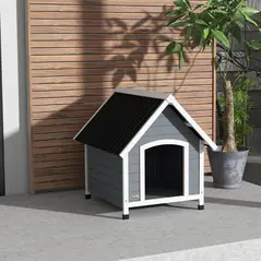 PawHut Outdoor Dog Kennel, Wooden Dog House, with Removable Floor, Anti-Corrosion Wood, for Medium Dogs,  82H x 75W x 88Dcm - 8