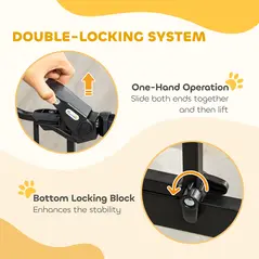 PawHut Extra Tall Pet Gate, Indoor Dog Safety Gate, with Cat Flap, Auto Close, 74-80cm Wide - Black - 6