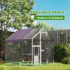 PawHut Large Walk In Chicken Run with Waterproof & Anti-UV Cover, for 6-8 Chickens, for Garden, Farm, 5.5' x 6' x 6' - 5