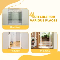 PawHut Extra Wide Dog Gate, with Door Pressure, for Doorways, Hallways, Staircases - White - 7