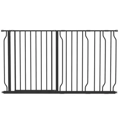 PawHut Extra Wide Dog Safety Gate, with Door Pressure, for Doorways, Hallways, Staircases - Black - 1