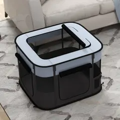 PawHut Foldable Dog Pen with Storage Bag for Indoor/Outdoor Use, Portable Pet playpen, with Ground Stakes - Grey - 8