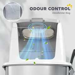 PawHut Large Stainless Steel Litter Box, Enclosed Metal Cat Litter Tray with Scoop, Deodoriser Bag, Front-Entry and Top-Exit - 8