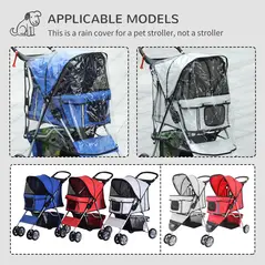 PawHut Dog Stroller with Rain Cover for Small Miniature Dogs, Folding Pet Pram with Cup Holder, Storage Basket, Reflective Strips, Grey - 8